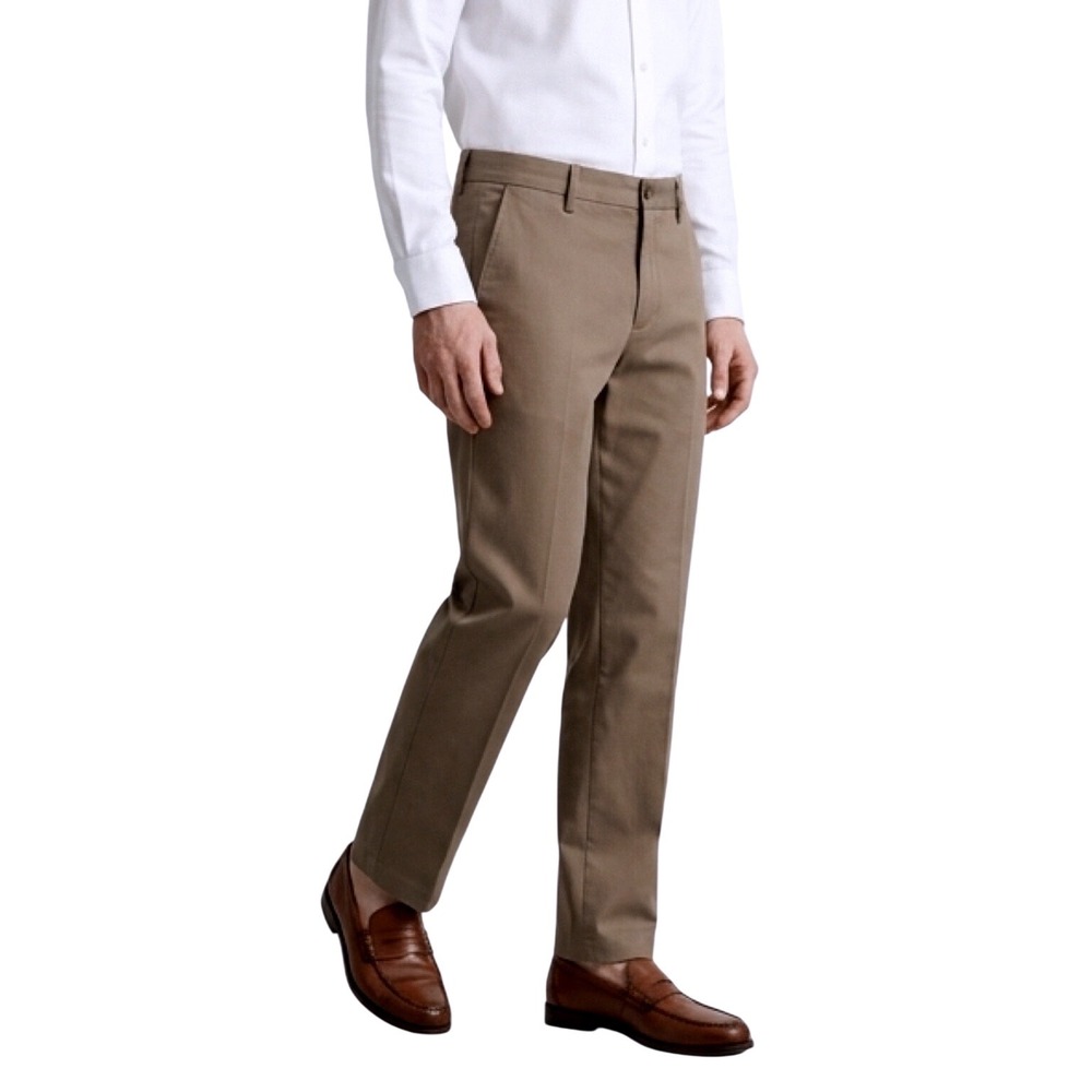 Dockers Mens Straight Fit Flex Comfort Chino Pants Taupe Brown Trousers